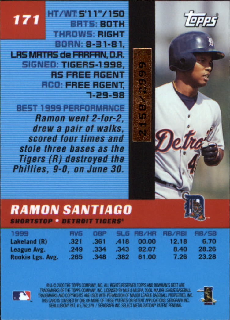 2000 Bowman's Best #171 Ramon Santiago RC back image