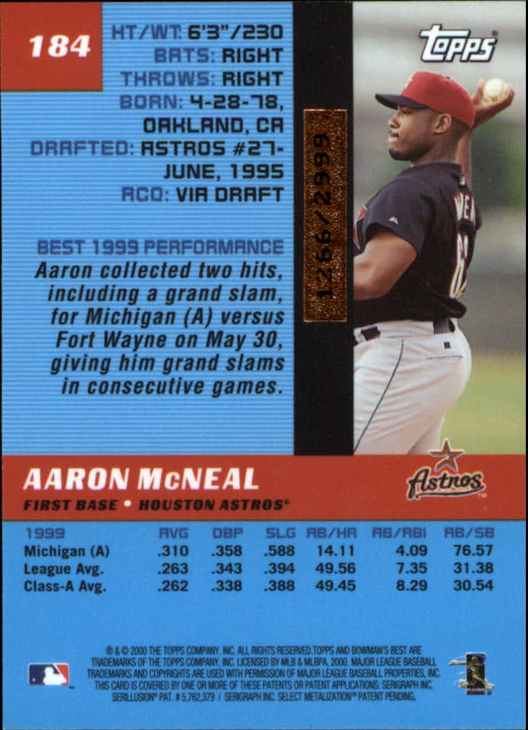 2000 Bowman's Best #184 Aaron McNeal RC back image