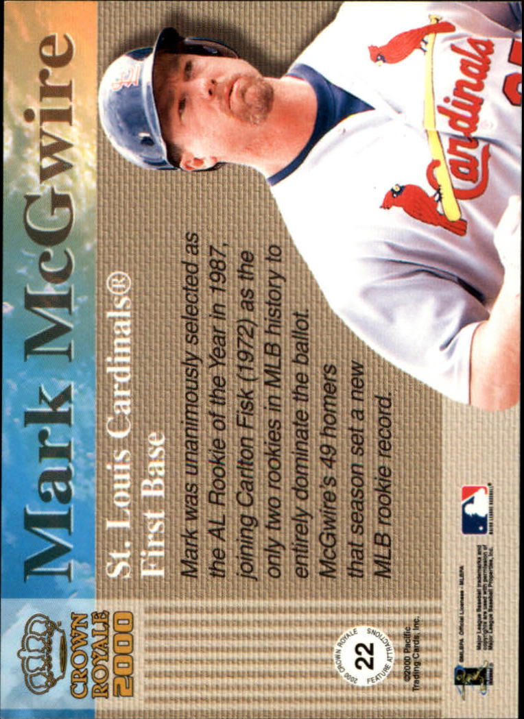 2000 Crown Royale Feature Attractions #22 Mark McGwire back image