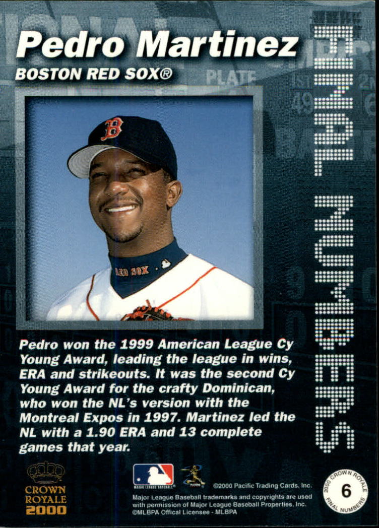 2000 Crown Royale Final Numbers #6 Pedro Martinez back image