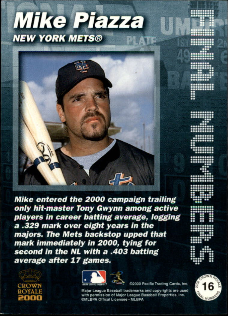 2000 Crown Royale Final Numbers #16 Mike Piazza back image