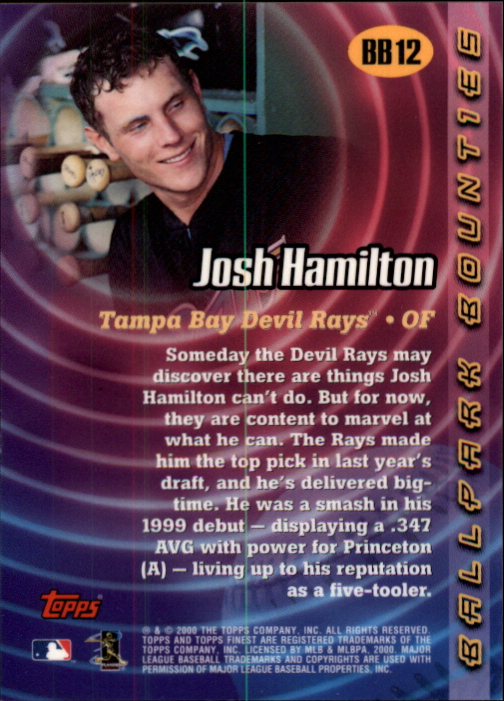 2000 Finest Ballpark Bounties #BB12 Josh Hamilton back image
