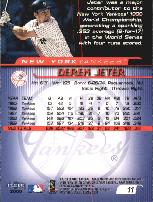 2000 Fleer Focus #11  Derek Jeter