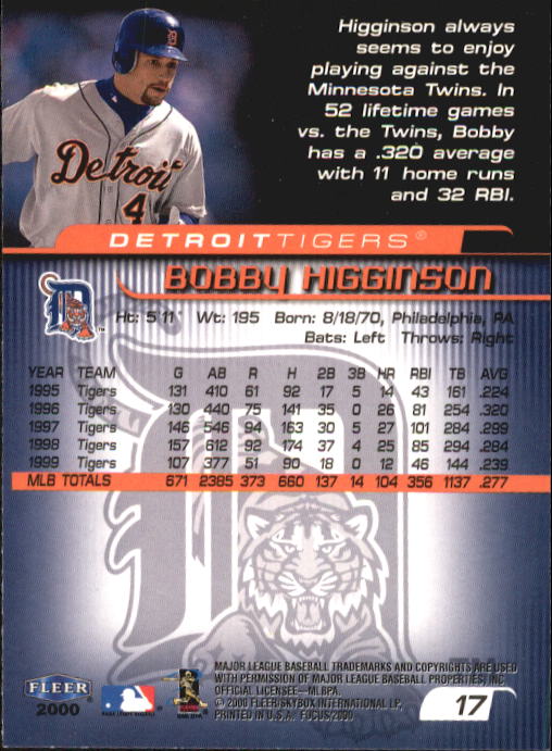 2000 Fleer Focus #17 Bobby Higginson back image