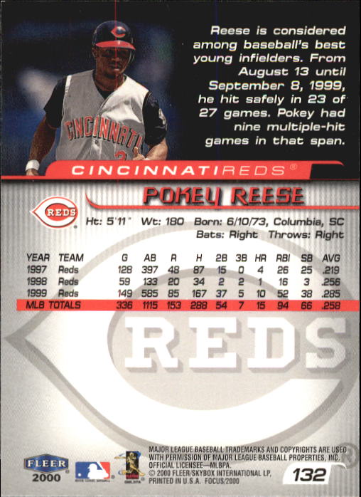 2000 Fleer Focus #132 Pokey Reese back image