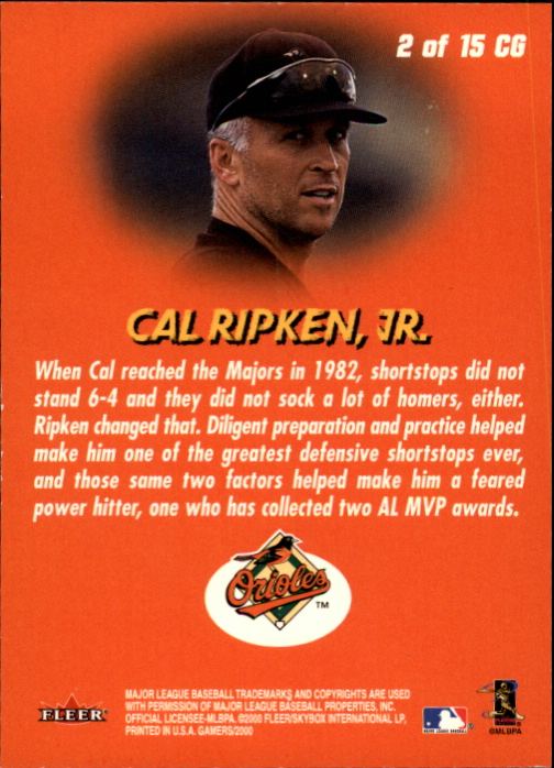 2000 Fleer Gamers Change the Game #2 Cal Ripken back image