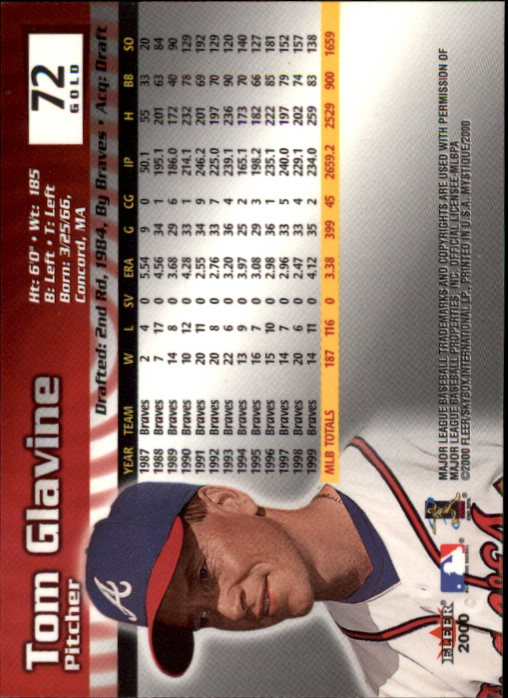 2000 Fleer Mystique Gold #72 Tom Glavine