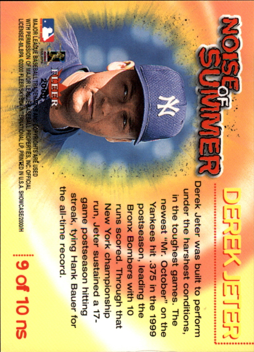 2000 Fleer Showcase Noise of Summer #9 Derek Jeter back image