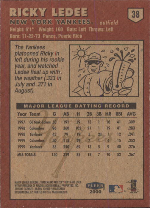 A1934- 2000 Fleer Tradition BB #s 1-250 +Rookies -You Pick- 15+ FREE US SHIP - Picture 59 of 461