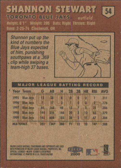 A1934- 2000 Fleer Tradition BB #s 1-250 +Rookies -You Pick- 15+ FREE US SHIP - Picture 91 of 461