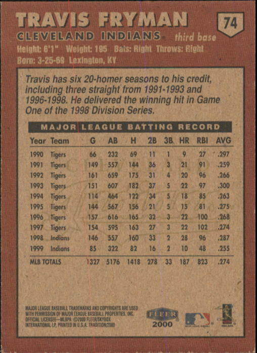 A1934- 2000 Fleer Tradition BB #s 1-250 +Rookies -You Pick- 15+ FREE US SHIP - Picture 129 of 461