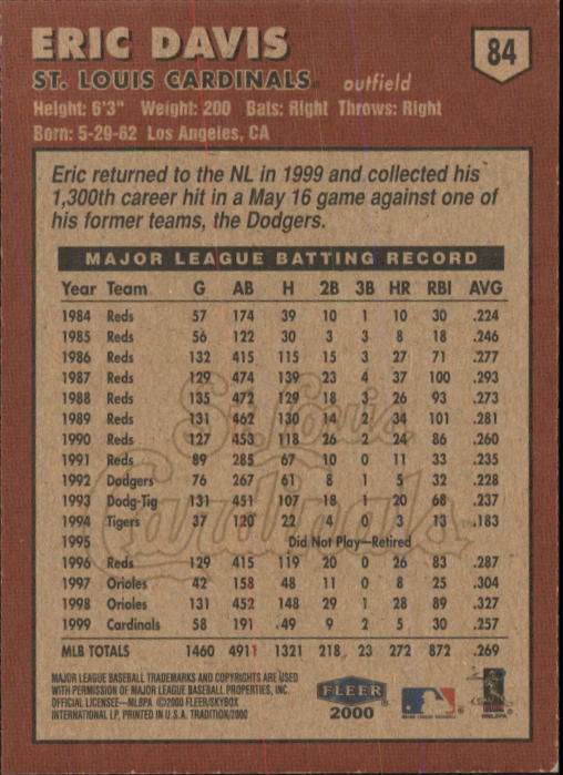 A1934- 2000 Fleer Tradition BB #s 1-250 +Rookies -You Pick- 15+ FREE US SHIP - Picture 149 of 461