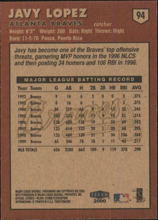 A1934- 2000 Fleer Tradition BB #s 1-250 +Rookies -You Pick- 15+ FREE US SHIP - Picture 169 of 461