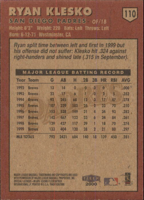 A1934- 2000 Fleer Tradition BB #s 1-250 +Rookies -You Pick- 15+ FREE US SHIP - Picture 199 of 461
