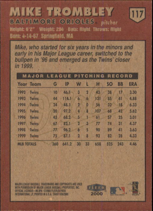 A1934- 2000 Fleer Tradition BB #s 1-250 +Rookies -You Pick- 15+ FREE US SHIP - Picture 211 of 461