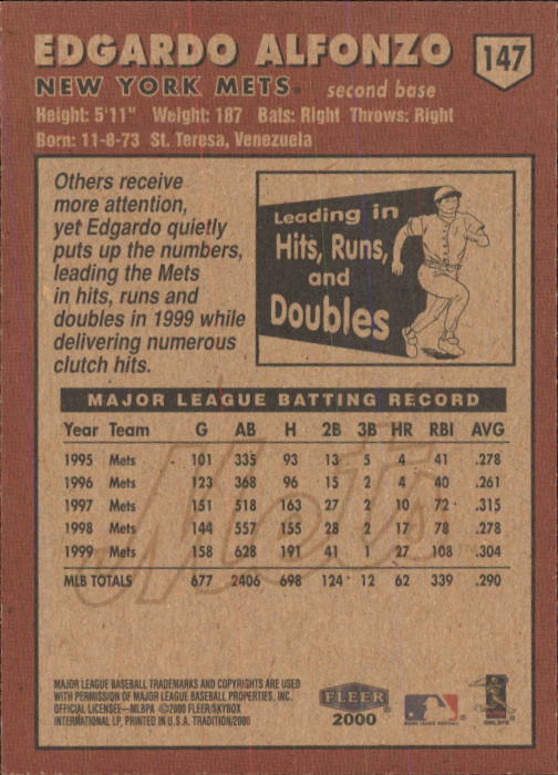 A1934- 2000 Fleer Tradition BB #s 1-250 +Rookies -You Pick- 15+ FREE US SHIP - Picture 269 of 461