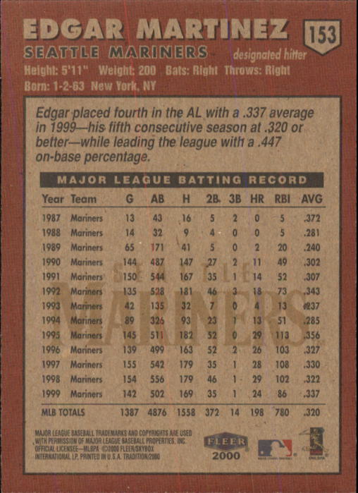 A1934- 2000 Fleer Tradition BB #s 1-250 +Rookies -You Pick- 15+ FREE US SHIP - Picture 279 of 461