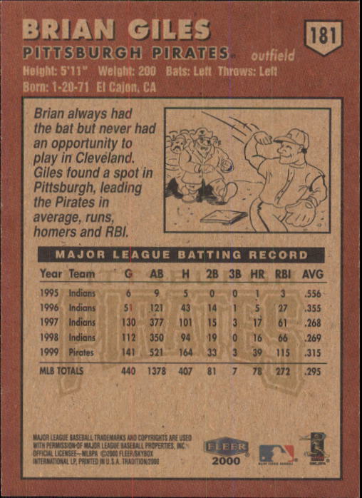 A1934- 2000 Fleer Tradition BB #s 1-250 +Rookies -You Pick- 15+ FREE US SHIP - Picture 331 of 461