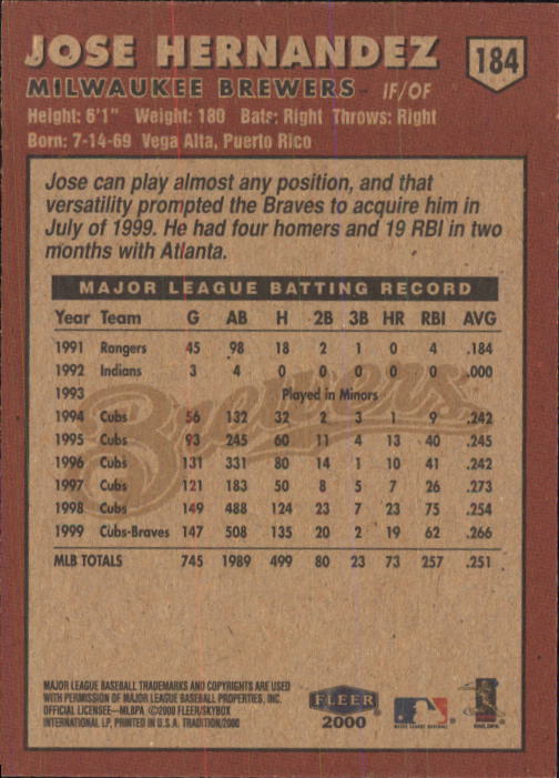 A1934- 2000 Fleer Tradition BB #s 1-250 +Rookies -You Pick- 15+ FREE US SHIP - Picture 337 of 461