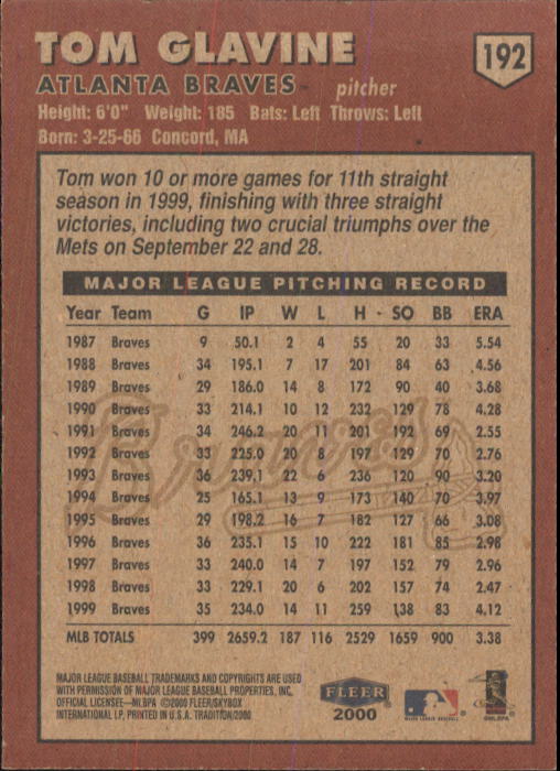 2000 Fleer Tradition Baseball "Main Set" Base Cards #1 to #225 - Picture 369 of 435