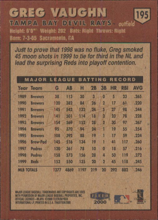 A1934- 2000 Fleer Tradition BB #s 1-250 +Rookies -You Pick- 15+ FREE US SHIP - Picture 357 of 461