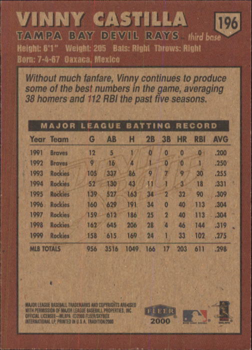 A1934- 2000 Fleer Tradition BB #s 1-250 +Rookies -You Pick- 15+ FREE US SHIP - Picture 359 of 461