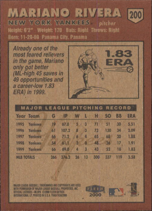 A1934- 2000 Fleer Tradition BB #s 1-250 +Rookies -You Pick- 15+ FREE US SHIP - Picture 367 of 461