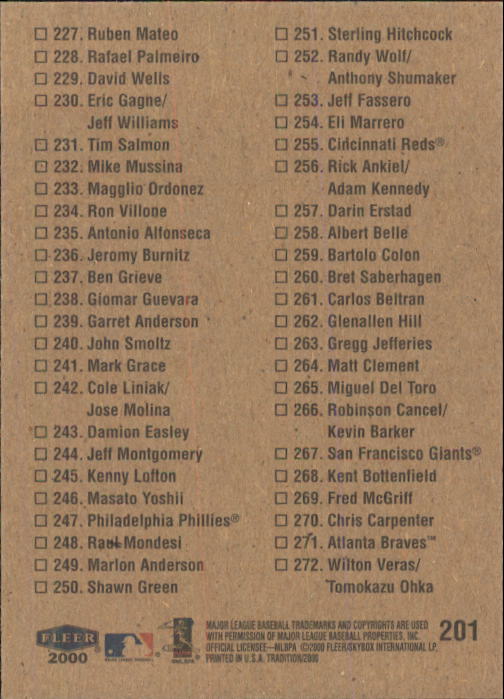 A1934- 2000 Fleer Tradition BB #s 1-250 +Rookies -You Pick- 15+ FREE US SHIP - Picture 369 of 461