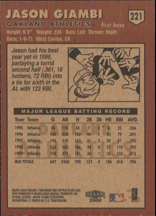 A1934- 2000 Fleer Tradition BB #s 1-250 +Rookies -You Pick- 15+ FREE US SHIP - Picture 409 of 461