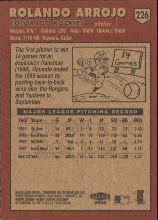 A1934- 2000 Fleer Tradition BB #s 1-250 +Rookies -You Pick- 15+ FREE US SHIP - Picture 417 of 461