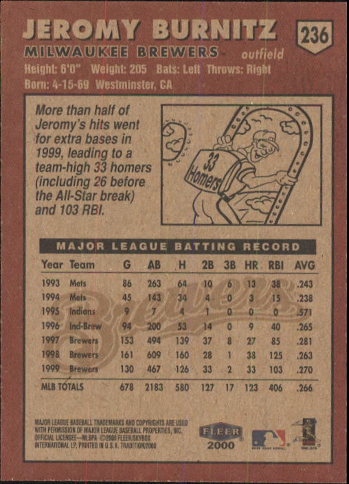 A1934- 2000 Fleer Tradition BB #s 1-250 +Rookies -You Pick- 15+ FREE US SHIP - Picture 435 of 461