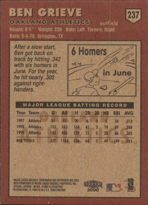 A1934- 2000 Fleer Tradition BB #s 1-250 +Rookies -You Pick- 15+ FREE US SHIP - Picture 437 of 461
