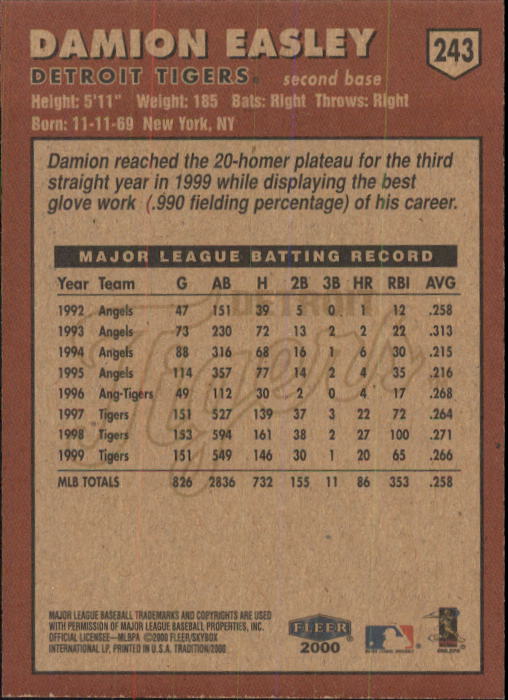 A1934- 2000 Fleer Tradition BB #s 1-250 +Rookies -You Pick- 15+ FREE US SHIP - Picture 447 of 461