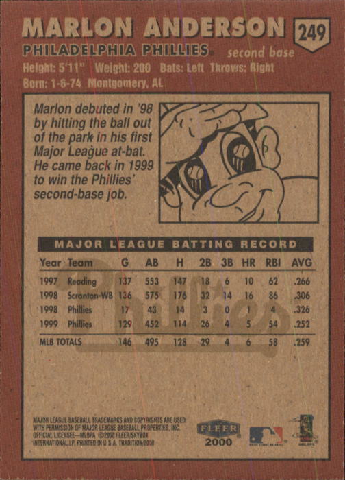 A1934- 2000 Fleer Tradition BB #s 1-250 +Rookies -You Pick- 15+ FREE US SHIP - Picture 459 of 461
