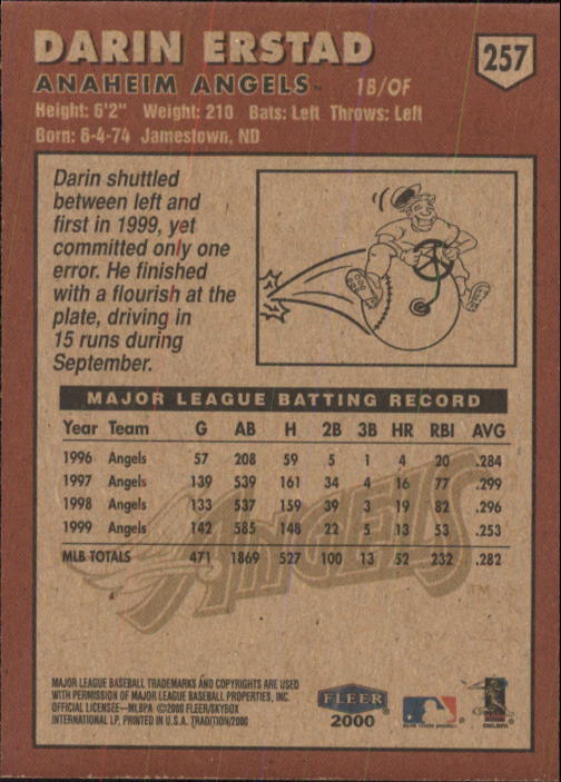 2000 Fleer Tradition Baseball "Main Set" Base Cards #226 to #450 - Picture 65 of 445