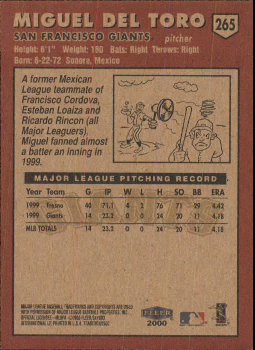 2000 Fleer Tradition Baseball "Main Set" Base Cards #226 to #450 - Picture 81 of 445