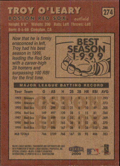 2000 Fleer Tradition Baseball "Main Set" Base Cards #226 to #450 - Picture 99 of 445