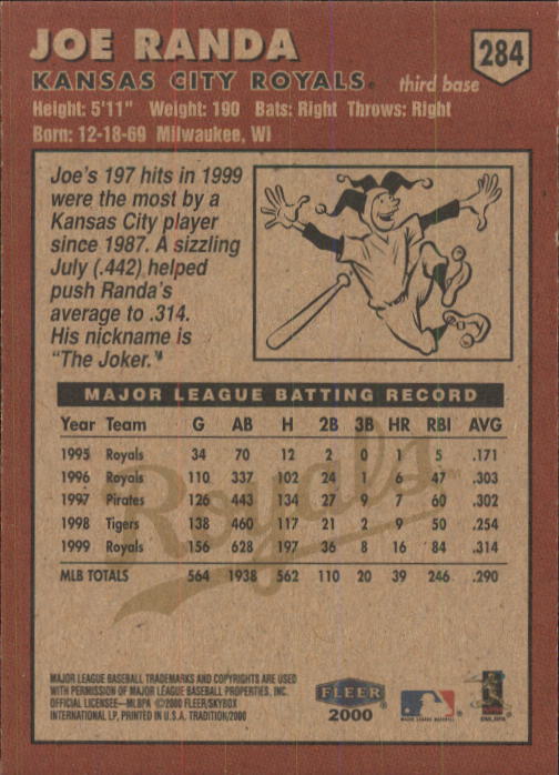 2000 Fleer Tradition Baseball "Main Set" Base Cards #226 to #450 - Picture 117 of 445