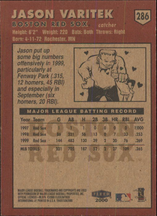 2000 Fleer Tradition Baseball "Main Set" Base Cards #226 to #450 - Picture 121 of 445