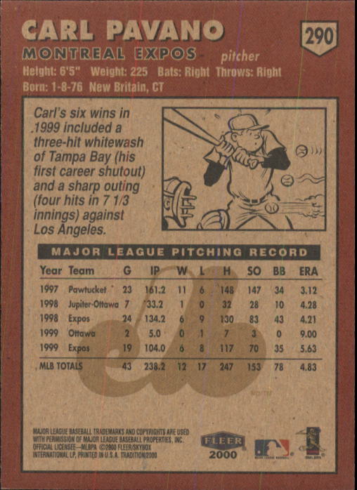 2000 Fleer Tradition Baseball "Main Set" Base Cards #226 to #450 - Picture 129 of 445
