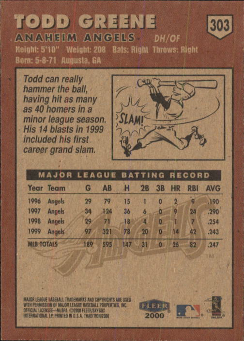 2000 Fleer Tradition Baseball "Main Set" Base Cards #226 to #450 - Picture 155 of 445