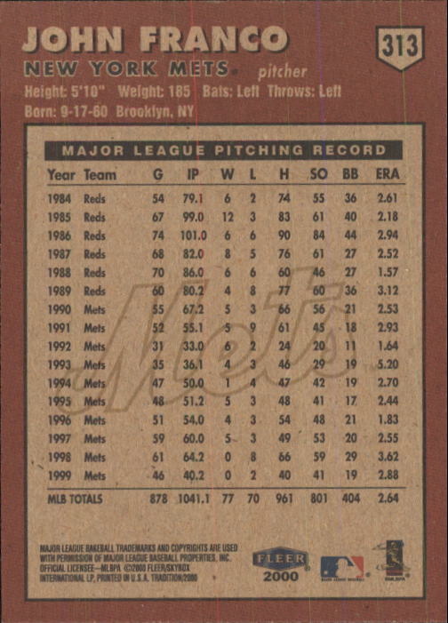 2000 Fleer Tradition Baseball "Main Set" Base Cards #226 to #450 - Picture 175 of 445