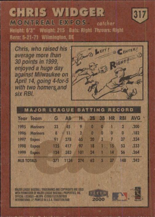 2000 Fleer Tradition Baseball "Main Set" Base Cards #226 to #450 - Picture 183 of 445