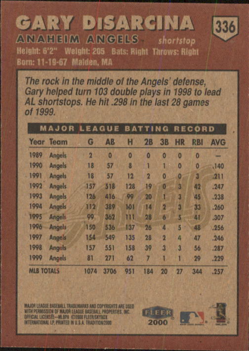 2000 Fleer Tradition Baseball "Main Set" Base Cards #226 to #450 - Picture 221 of 445