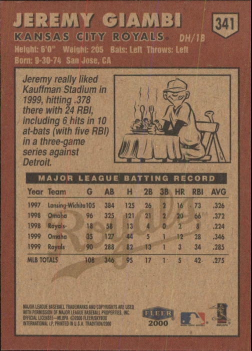 2000 Fleer Tradition Baseball "Main Set" Base Cards #226 to #450 - Picture 231 of 445