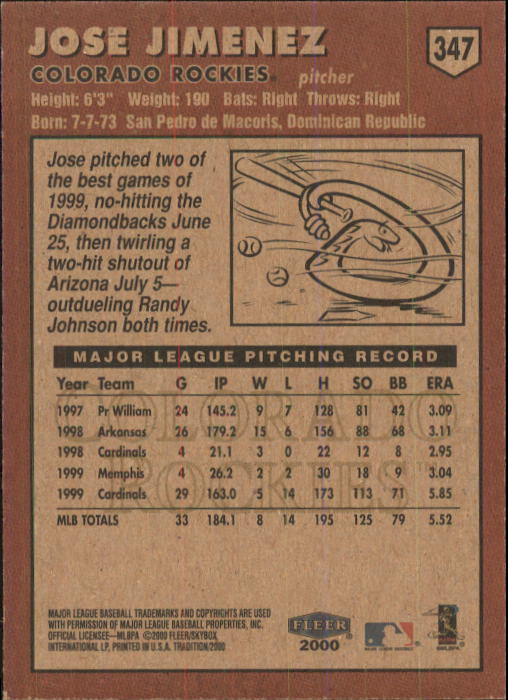 2000 Fleer Tradition Baseball "Main Set" Base Cards #226 to #450 - Picture 243 of 445