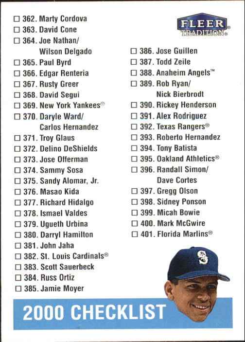 2000 Fleer Tradition Baseball "Main Set" Base Cards #226 to #450 - Picture 256 of 445