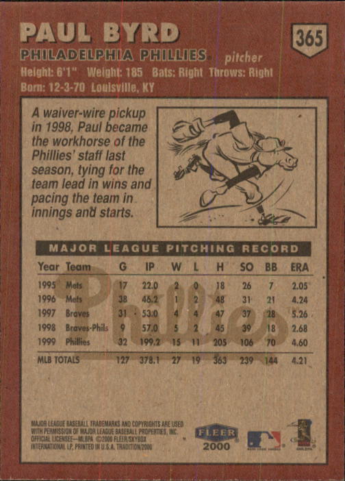 2000 Fleer Tradition Baseball "Main Set" Base Cards #226 to #450 - Picture 279 of 445