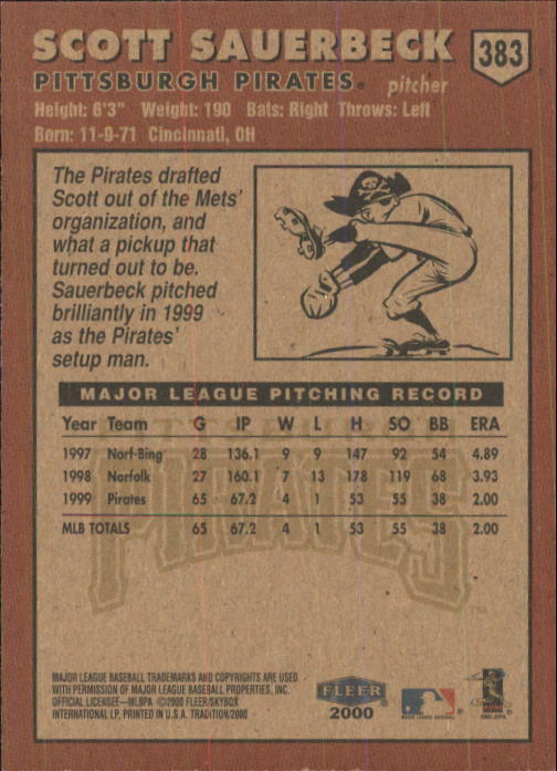 2000 Fleer Tradition Baseball "Main Set" Base Cards #226 to #450 - Picture 313 of 445