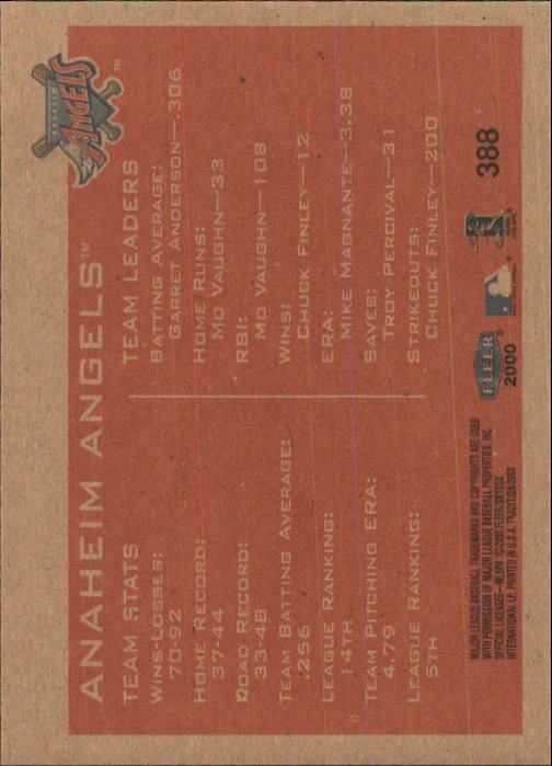 2000 Fleer Tradition Baseball "Main Set" Base Cards #226 to #450 - Picture 323 of 445